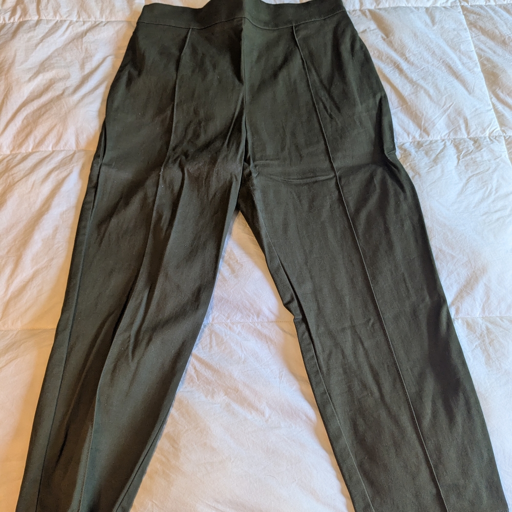 Olive Green High-Waisted Pants